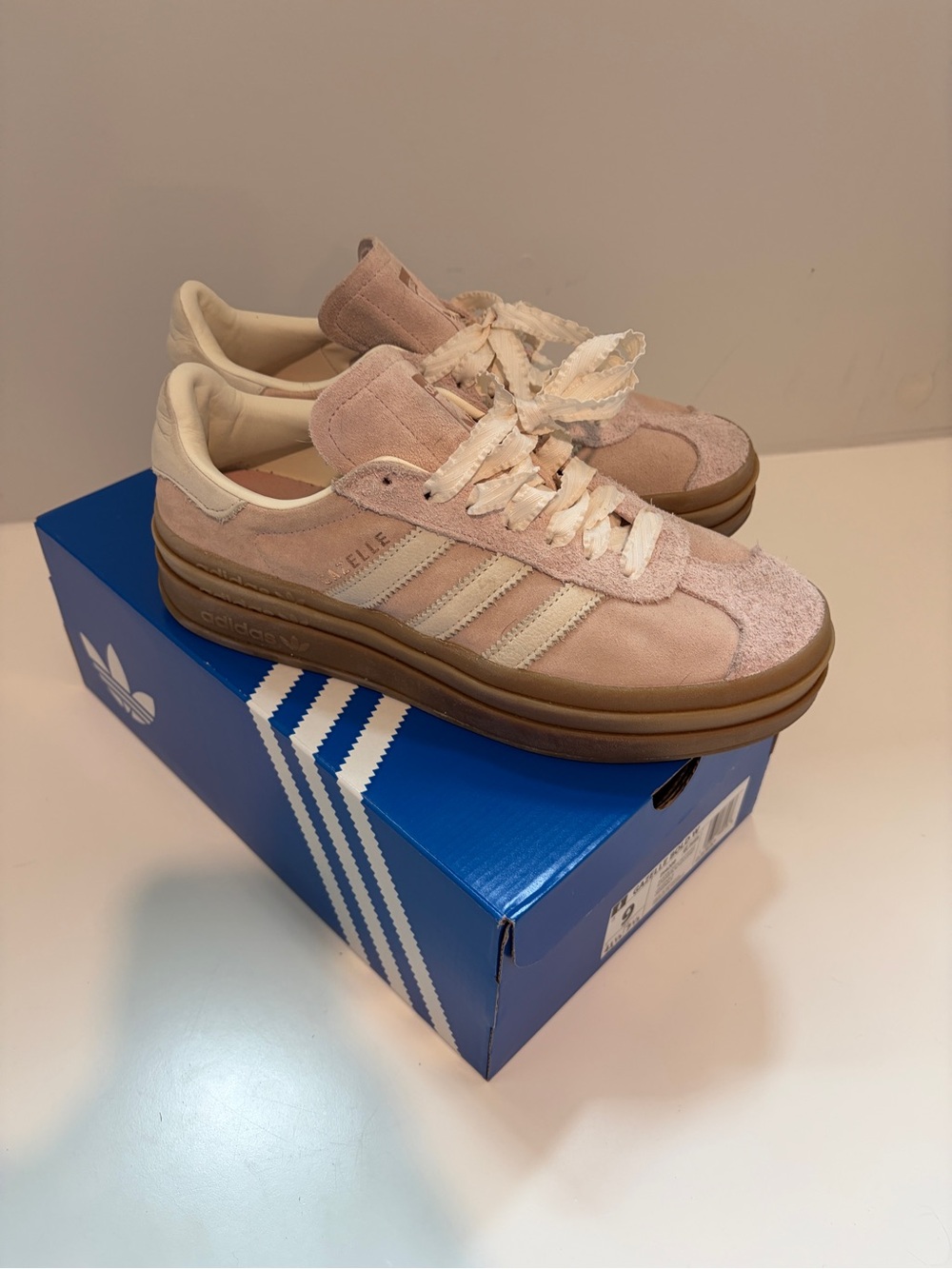 adidas Women’s Pale Pink Suede Sneakers with Gum Sole